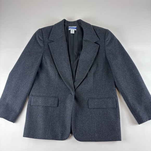 Pendleton Jackets & Blazers - VTG Pendleton Women's Size 12 Gray 100% Wool Blazer Jacket Career One Button